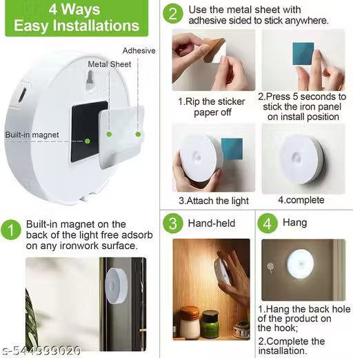 Motion Sensor Light for Home (Pack of 2) with USB Charging Wireless