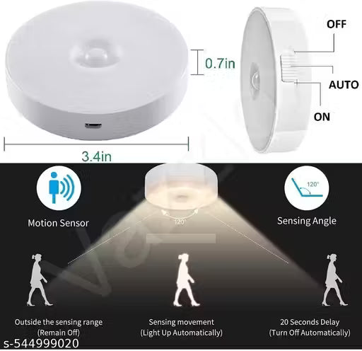 Motion Sensor Light for Home (Pack of 2) with USB Charging Wireless